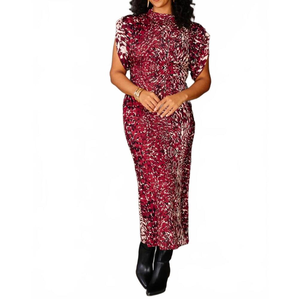 NEW ASTRID abstract print dress in wine